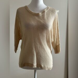 Timing Beige knit Short Sleeve Open Sweater Size M